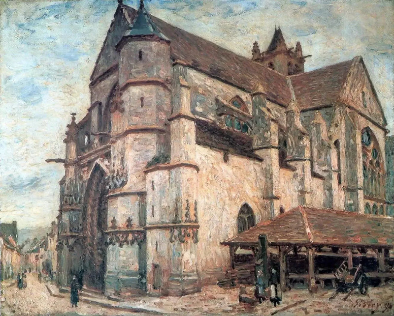 Moret-kirken, frosttid - Alfred Sisley