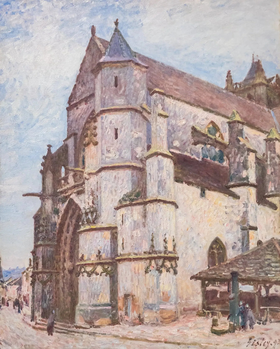 Moret-kirken, regnvær om morgenen - Alfred Sisley