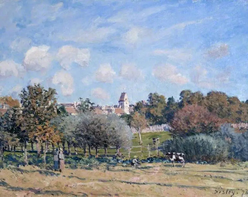 Kirken i Noisy-le-Roi, høsteffekt - Alfred Sisley