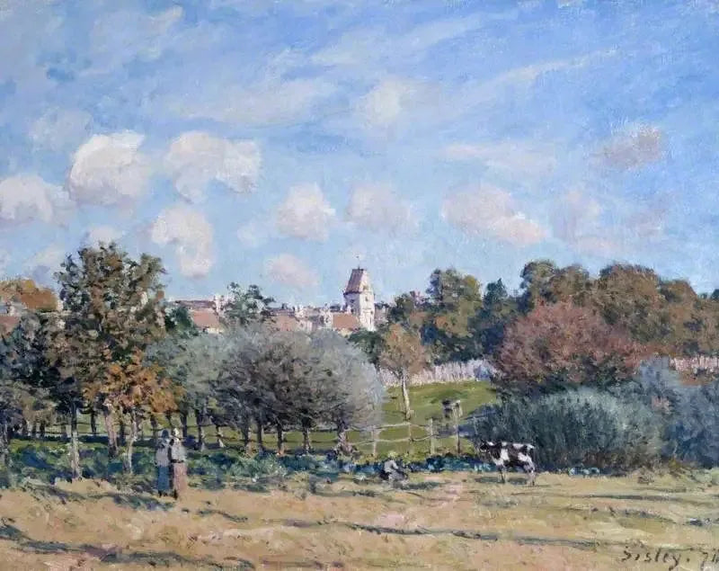 Kirken i Noisy-le-Roi, høsteffekt - Alfred Sisley