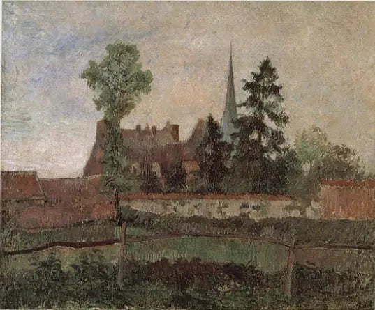 Kirken og herregården i Éragny - Camille Pissarro