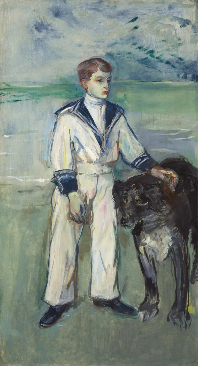 Barnet med hunden, sønn av fru Marthe og hunden Pamela, Taussat - Henri de Toulouse-Lautrec