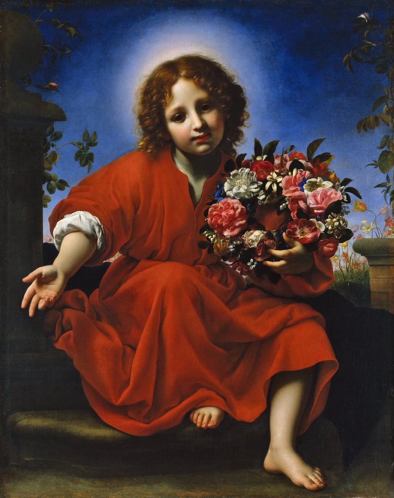 Jesusbarnet med blomsterkrans - Carlo Dolci