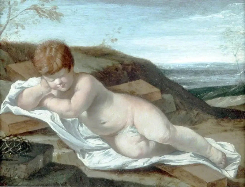 Den sovende Jesusbarnet på korset - Guido Reni