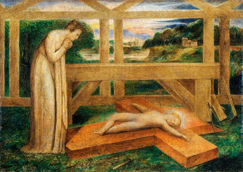 Den sovende Jesusbarnet på korset (Notre-Dame som tilber den sovende Jesusbarnet på korset) - William Blake