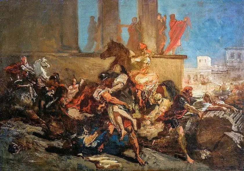 Sabinernes bortføring. - Eugène Delacroix