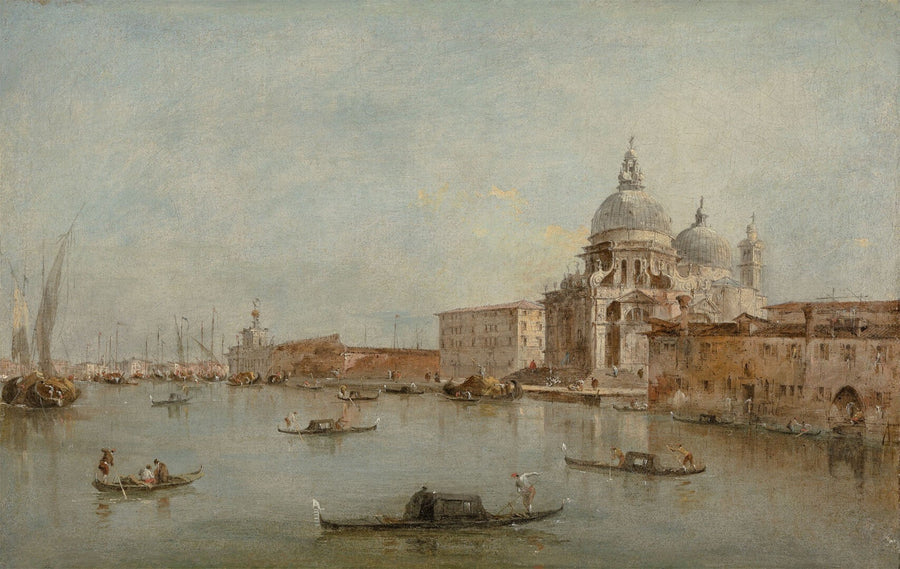 Inngangen til Grand Canal med basilikaen Santa Maria della Salute - Francesco Guardi