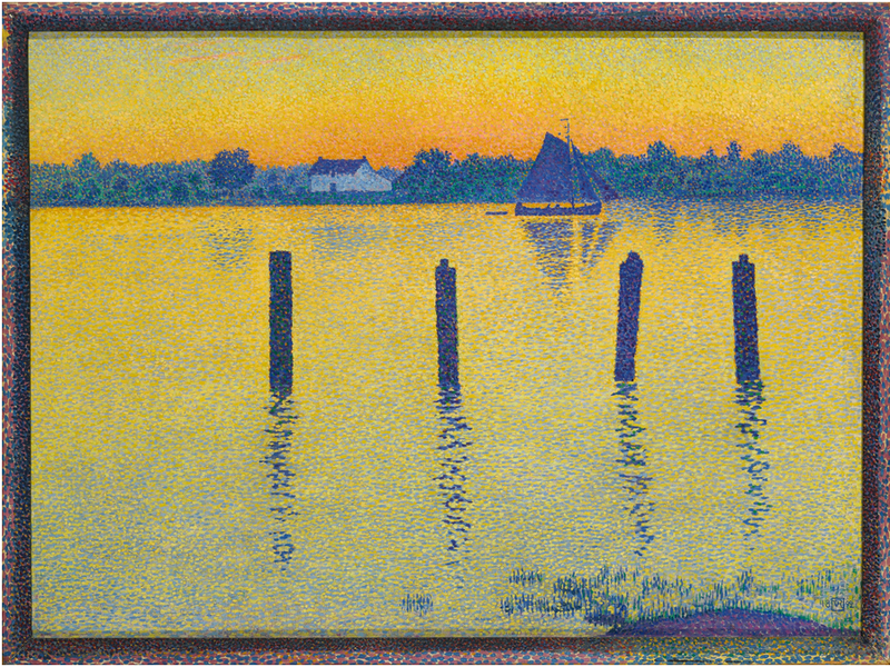 Schelde oppstrøms Antwerpen, kvelden - Théodore van Rysselberghe