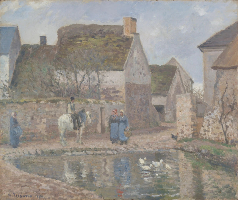 En dam med ender av Ennery - Camille Pissarro