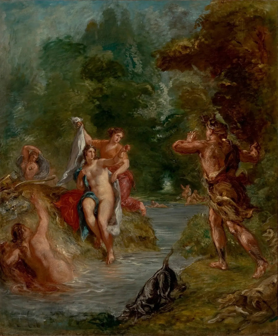 Sommer - Diane overrasket av Actéon - Eugène Delacroix
