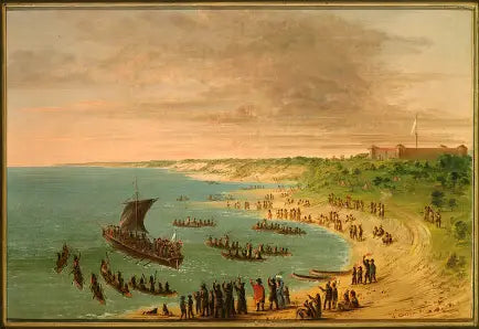 Frakt som forlater Frontenac-fortet ved Lake Ontario. 18. november 1678 - George Catlin

Source:
L'expédition quittant le fort Frontenac sur le lac Ontario. 18 novembre 1678 - George Catlin