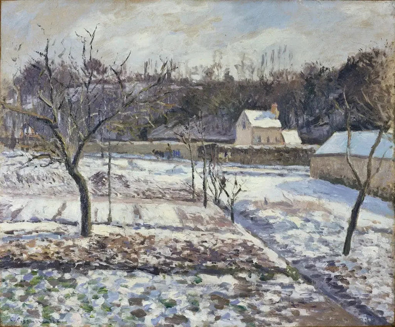 L'Hermitage, Pontoise, snøeffekt - Camille Pissarro