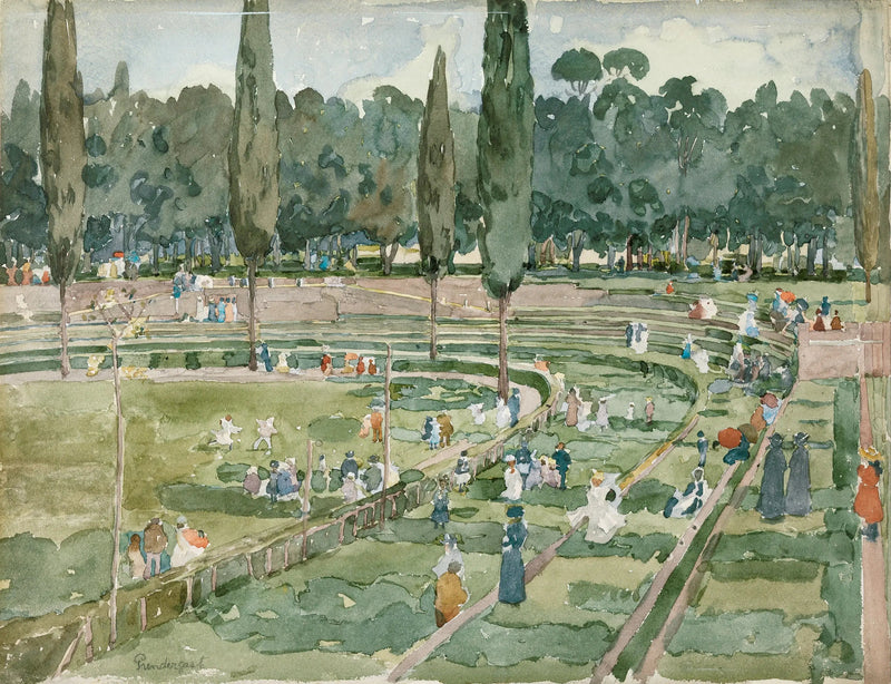 Hippodromen (Piazza Siena, Borghèse-hagene, Roma) - Maurice Prendergast

Source:
L'hippodrome (Piazza Siena, Jardins Borghèse, Rome) - Maurice Prendergast