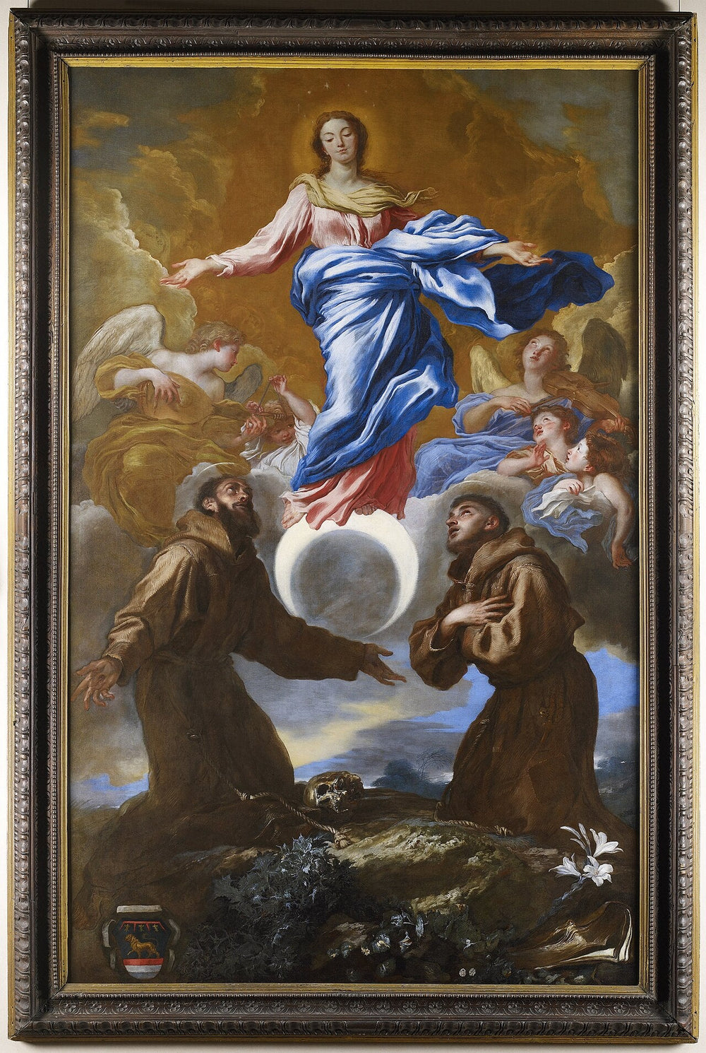 L'Immaculée Conception avec les saints François d'Assise et Antoine de Padoue - Giovanni Benedetto Castiglione image 1 tableau peint à l’huile sur toile