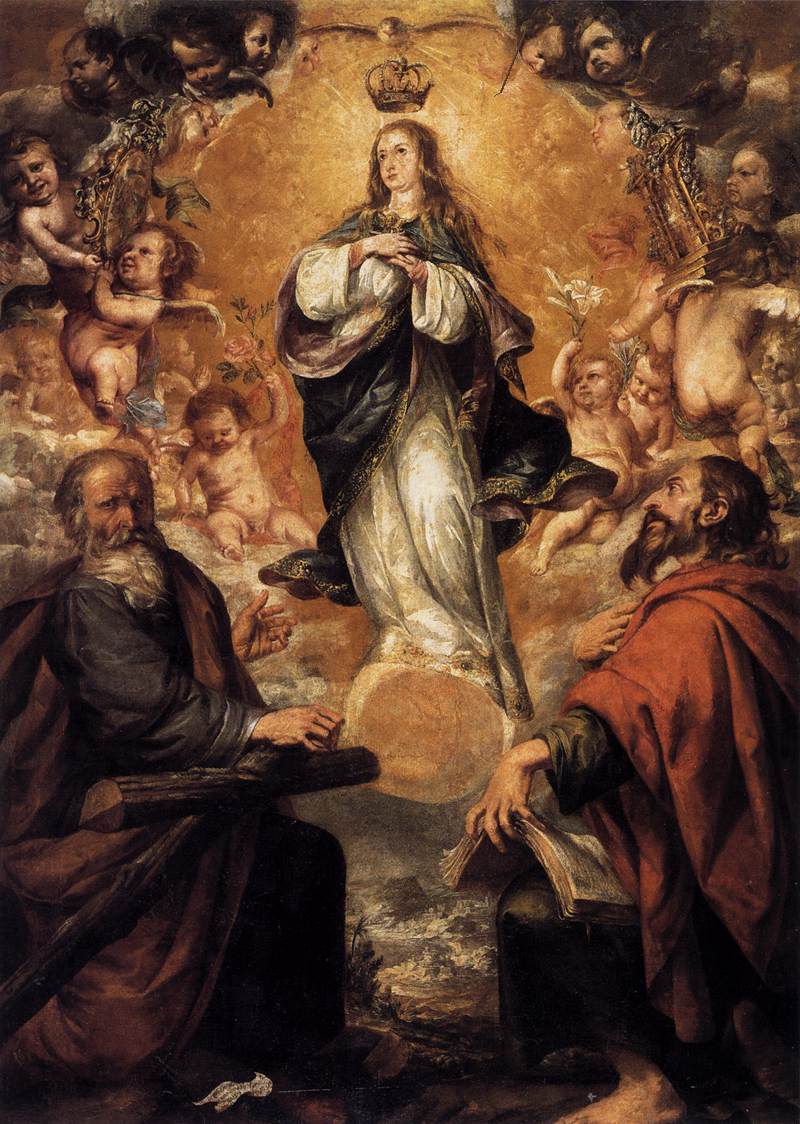 Den Uplettede unnfangelse med Saint André og Saint Paul - Juan de Valdés Leal