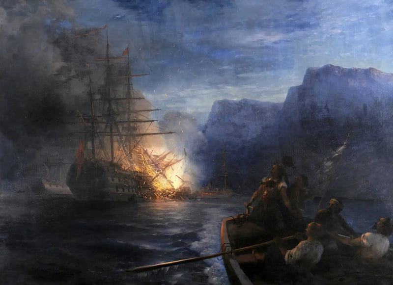 Brannen på det tyrkiske flaggskipet av Kanári - Ivan Aïvazovski

Source:
L'incendie du navire amiral turc par Kanáris - Ivan Aïvazovski