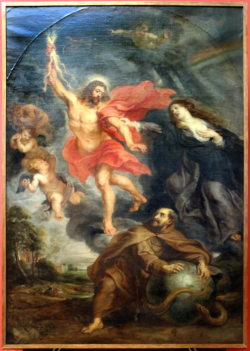 Marias og Saint Francois' forbønn som stopper de guddommelige tordnene - Peter Paul Rubens