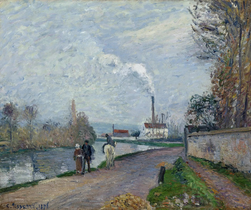 Oisen ved Pontoise, grått vær - Camille Pissarro