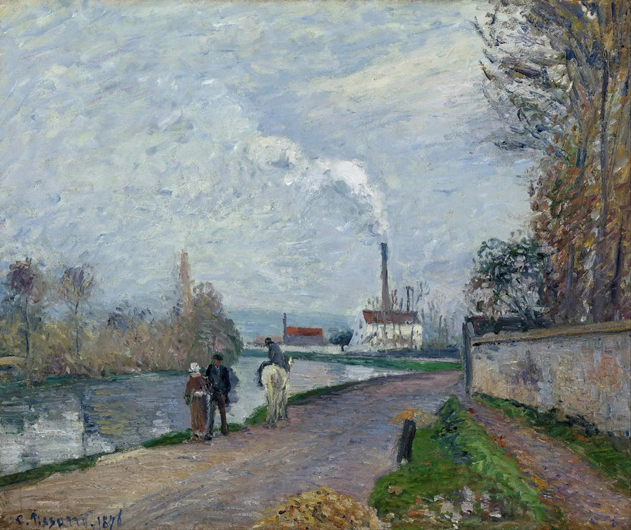 Oisen ved Pontoise, grått vær - Camille Pissarro