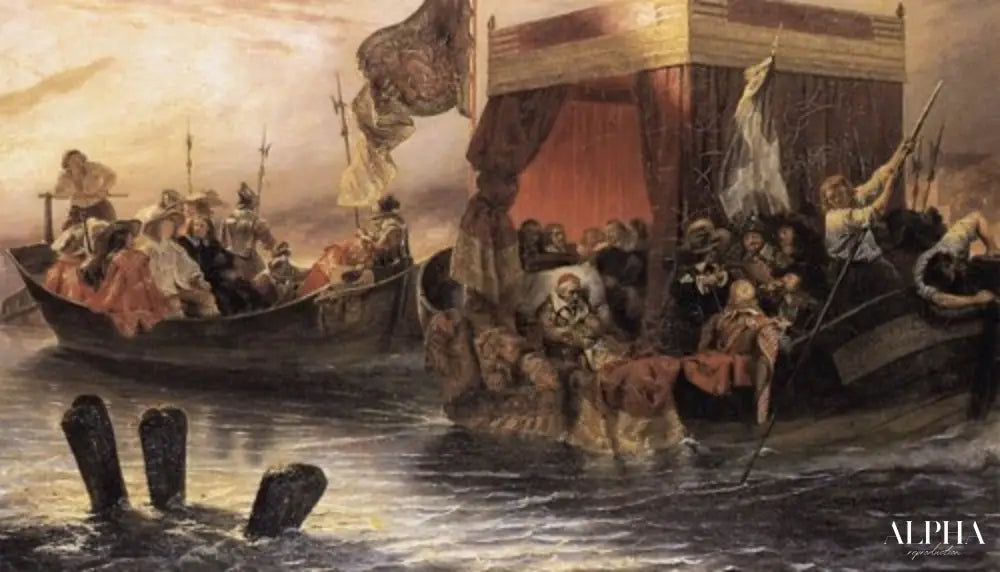 La barge du cardinal de Richelieu sur le Rhône - Paul Delaroche - Reproductions de tableaux et peintures haut de gamme