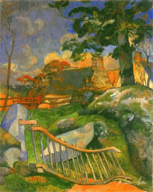 La barrière (la bergère de cochons) - Paul Gauguin - Reproductions de tableaux et peintures haut de gamme