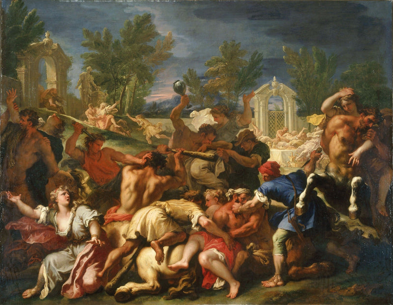 Slaget mellom Lapithene og Kentaurene - Sebastiano Ricci