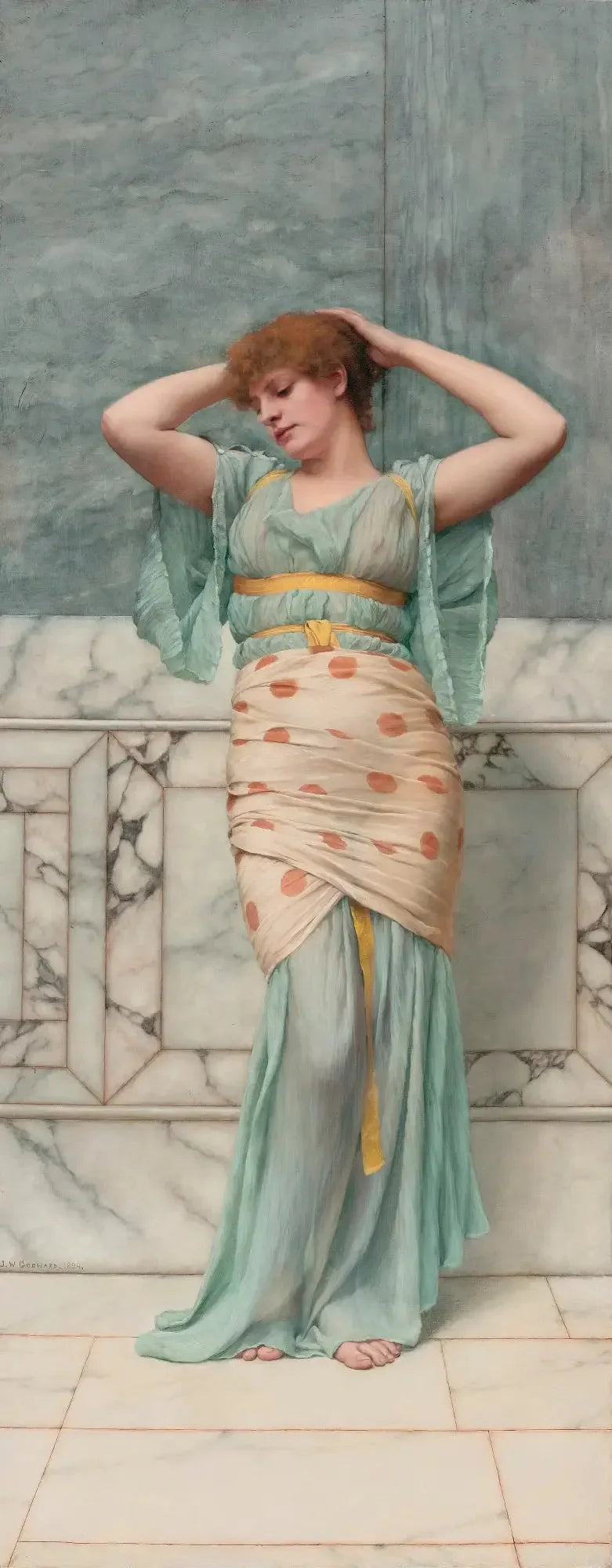 Skjønnhet i et marmorgulv - John William Godward