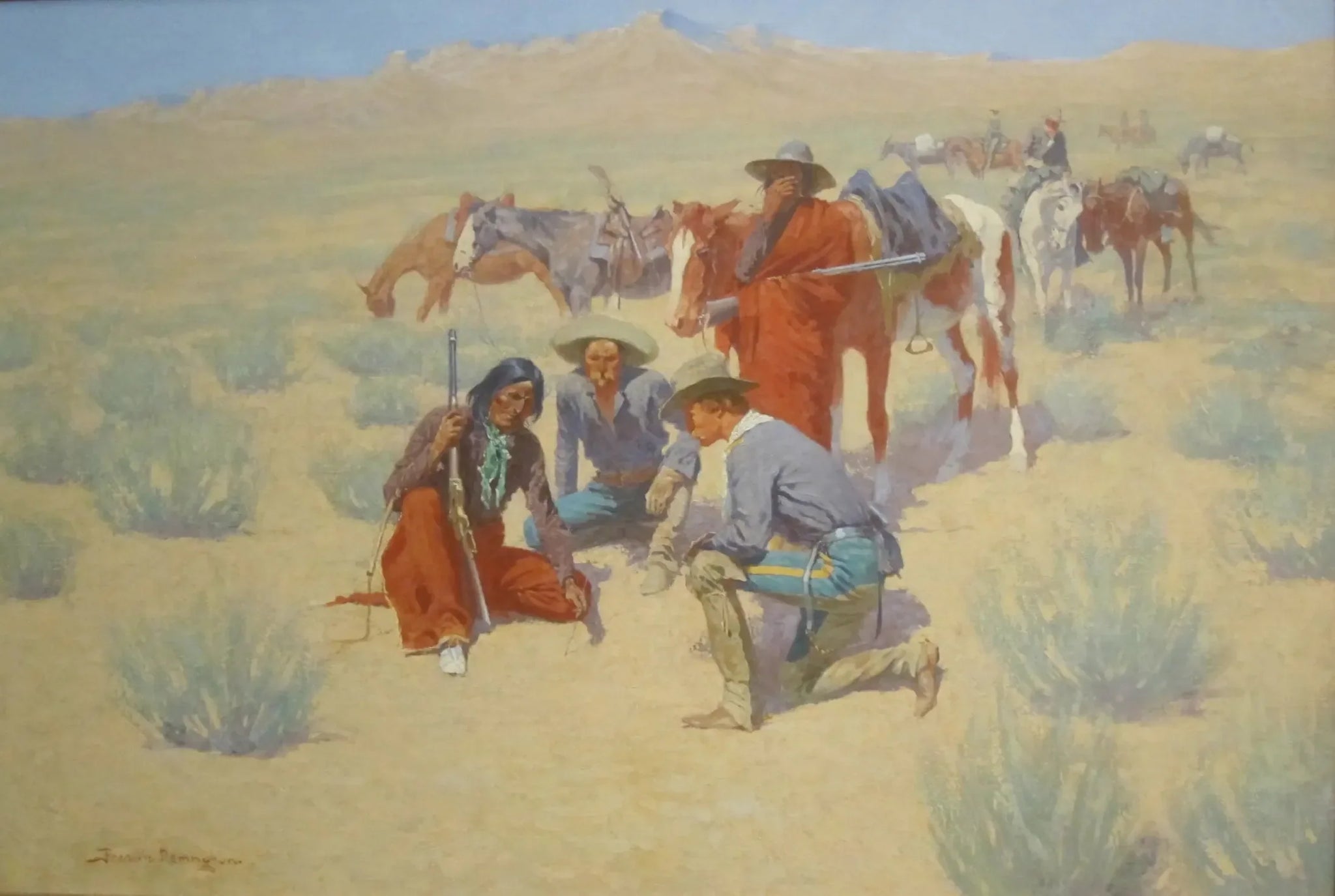 La carte dans le sable - Frederic Remington image 1 reproduction de peinture à l’huile