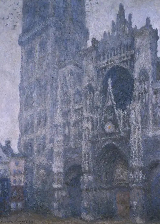 Rouen-katedralen, portalen og Albane-tårnet, grått vær - Claude Monet
