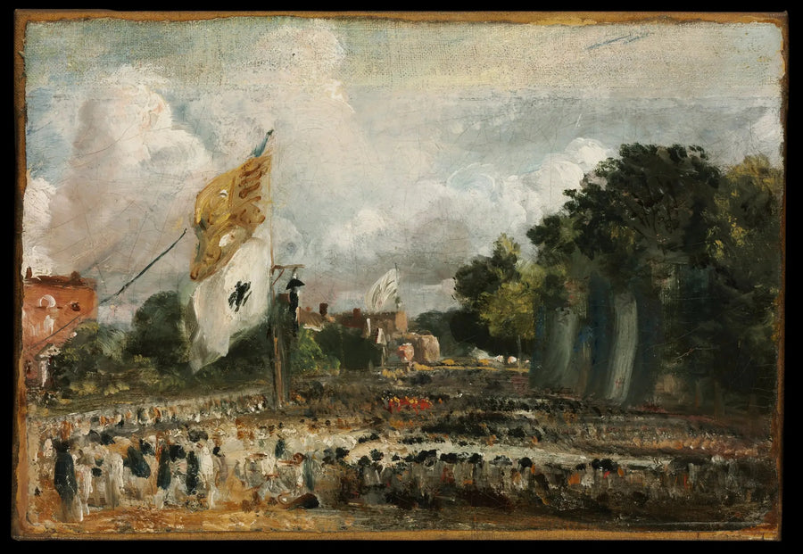 Feiringen i East Bergholt av fredsavtalen fra 1814 inngått i Paris mellom Frankrike og de allierte maktene - John Constable
