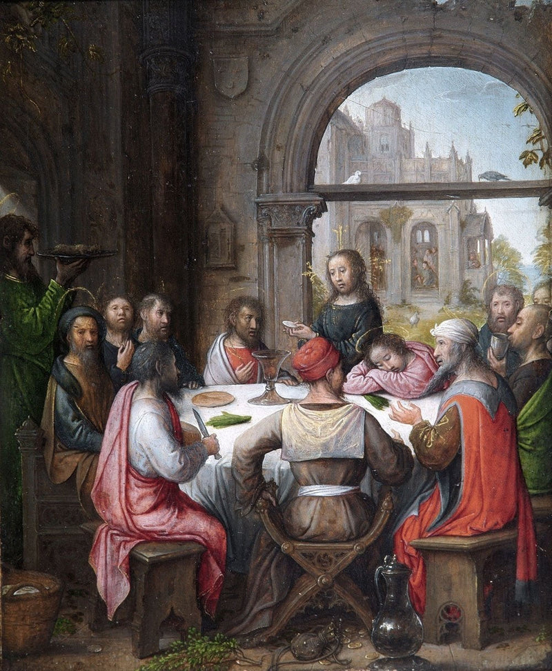 Nattverden med innstiftelsen av eukaristien og fotvasken av Kristus - Juan de Flandes