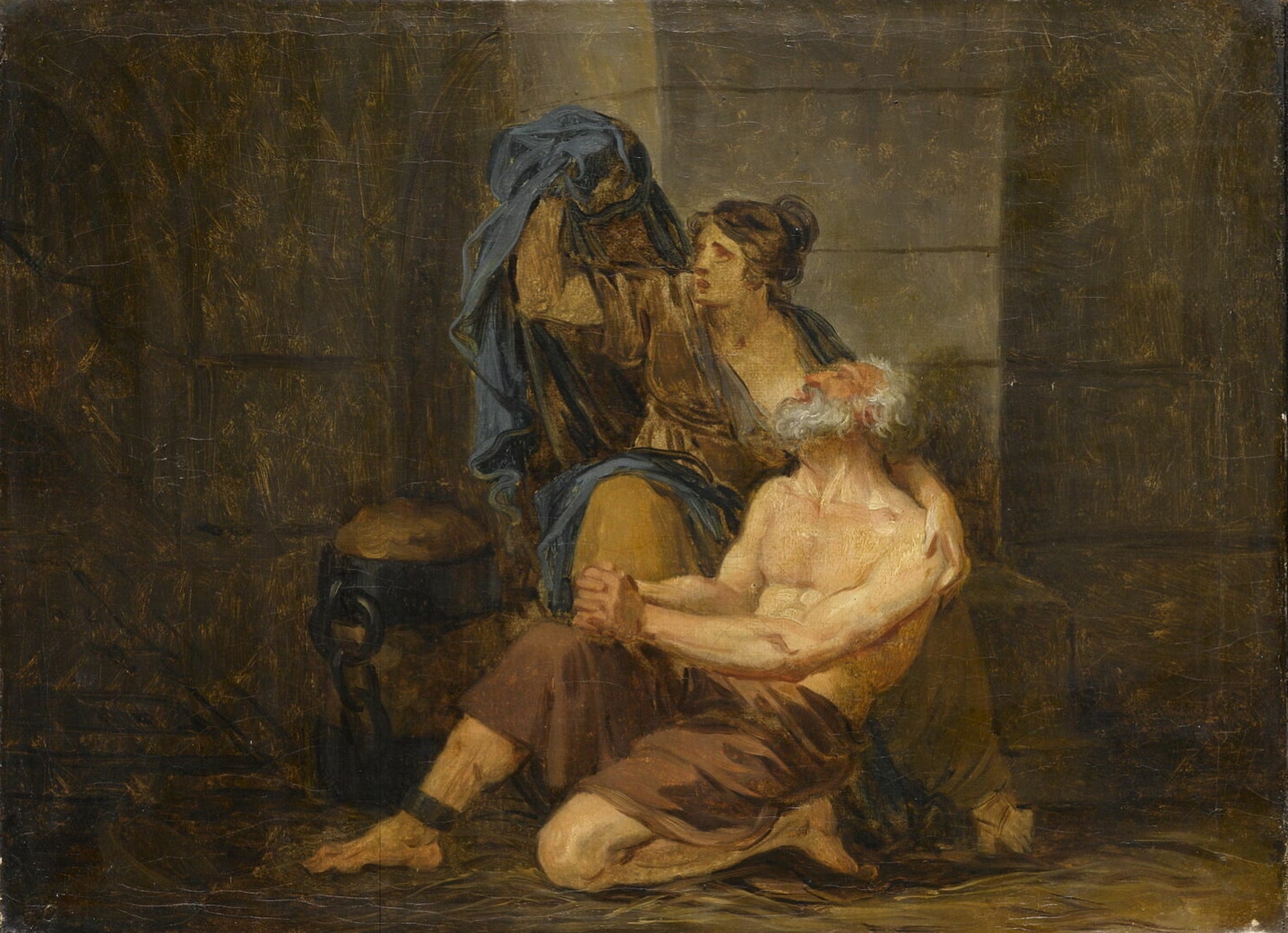 La Charité romaine : Cimone et son père. - Jean-Baptiste Greuze image 1 copie de tableau peinte à la main