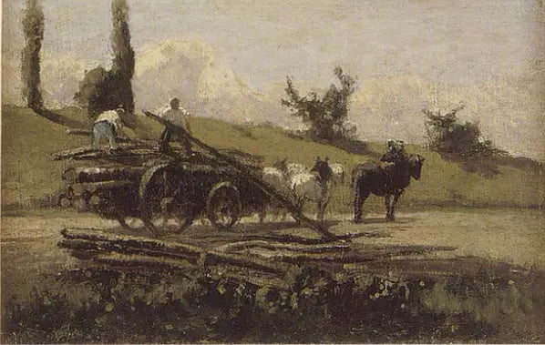 La charrette de bois - Camille Pissarro image 1 reproduction artisanale de tableau