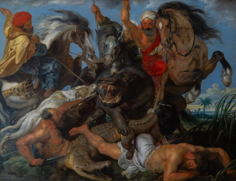 Jakten på flodhest og krokodille - Peter Paul Rubens