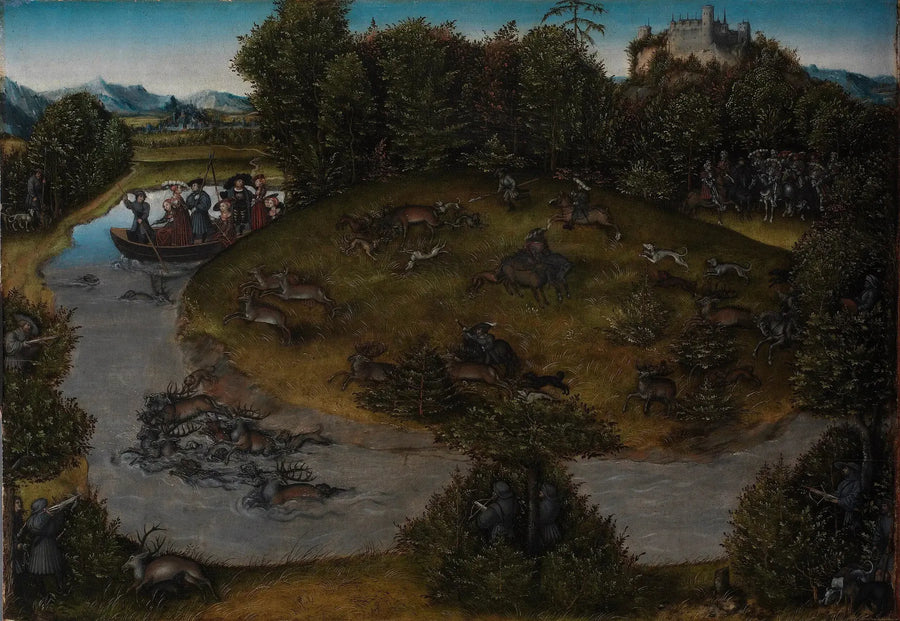 Huntingen av elg av valgkongen Frederik den Vise (1463-1525) fra Sachsen - Lucas Cranach den eldre