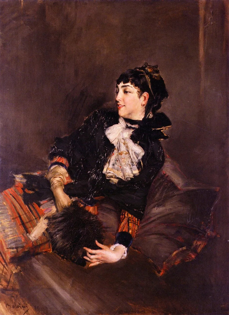 Grevinne Gabrielle de Rasty på en sofa - Giovanni Boldini