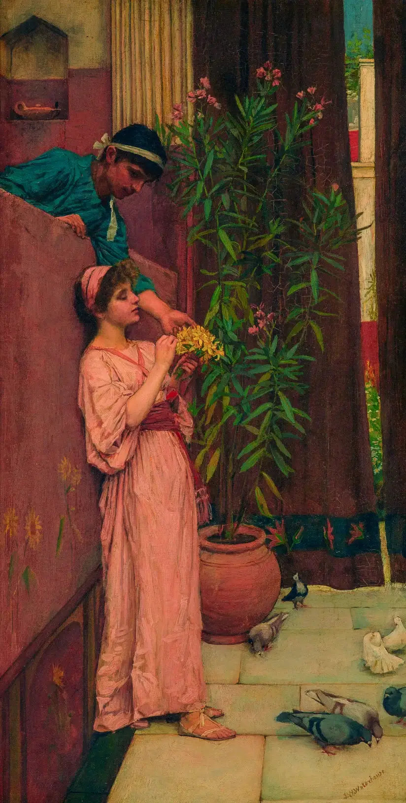 La cour / Les offrandes sucrées - John William Waterhouse image 1 reproduction d’œuvre d’art à l’huile