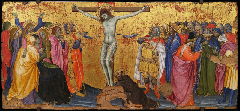 Korsfestelsen med Saint François knelende med stigmata - Taddeo di Bartolo