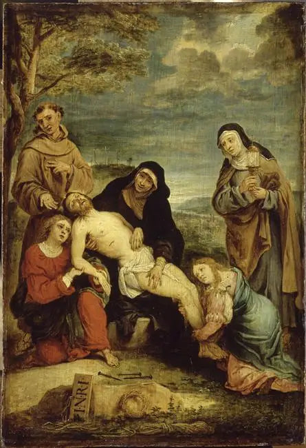 Kristi sorg i nærvær (mystisk) av Saint Frans av Assisi og Saint Claire - David Teniers den Yngre

Source:
La Déploration du Christ en présence (mystique) de saint François d'Assise et de sainte Claire - David Teniers le Jeune