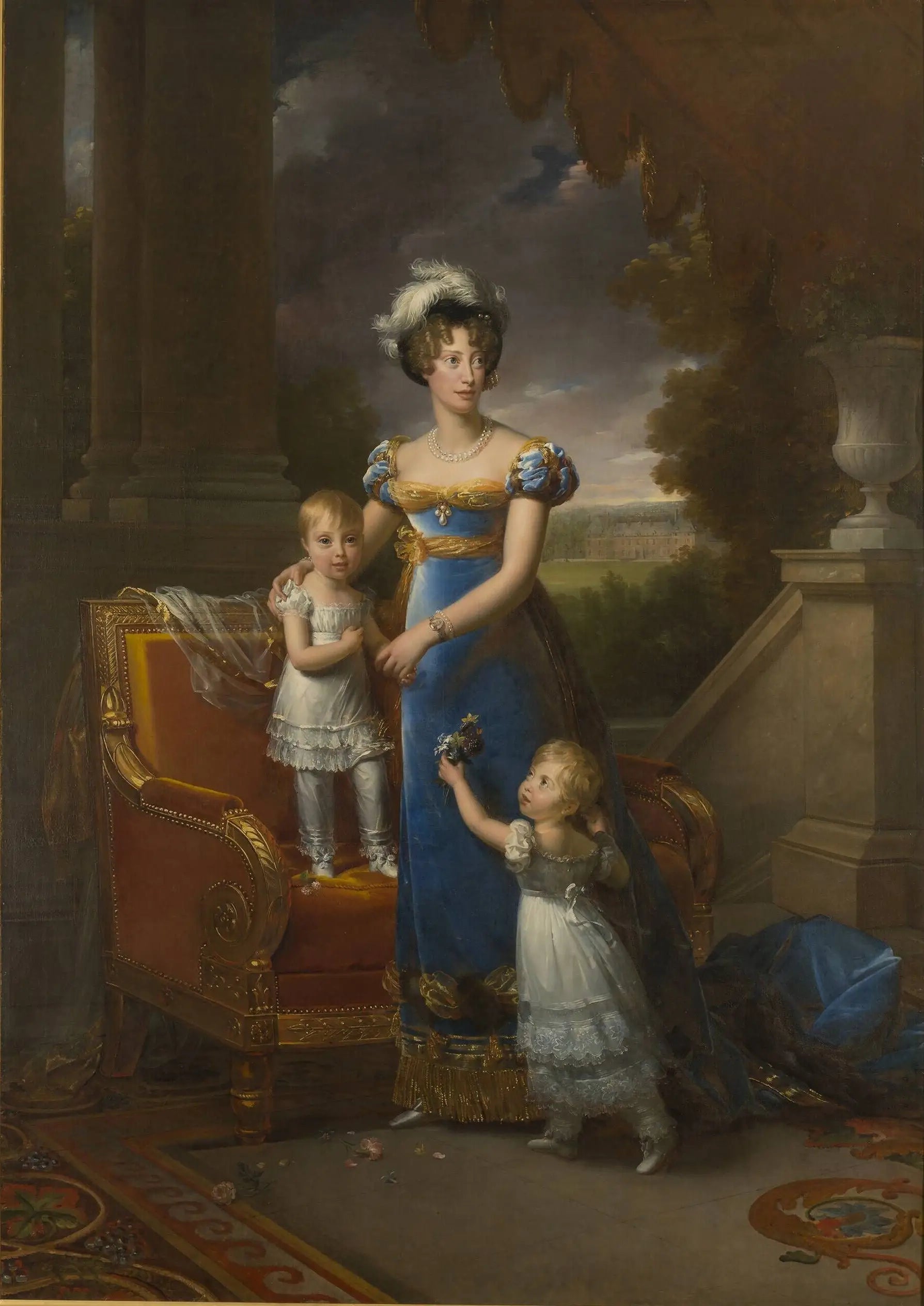 La duchesse de Berry et ses enfants devant le Château de Rosny - François Gérard image 1 reproduction artisanale de tableau