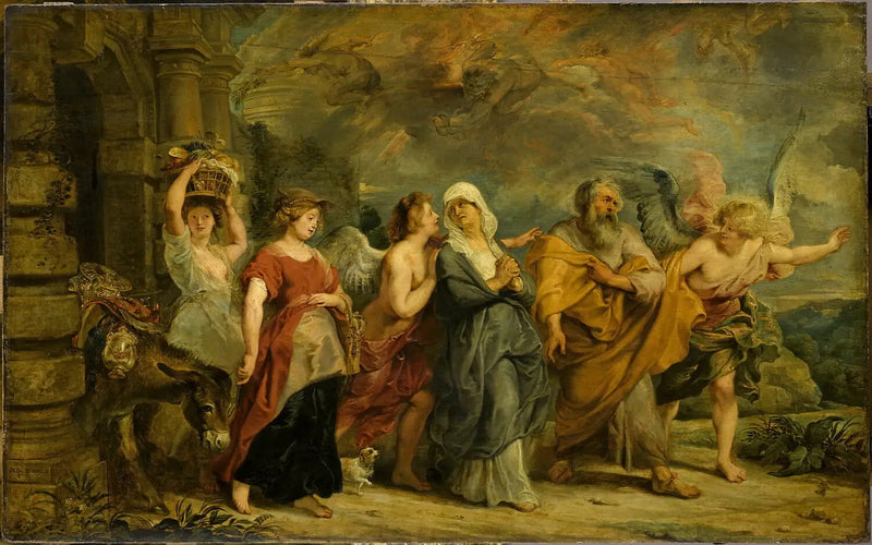 Familien til Loth forlater Sodoma - Peter Paul Rubens
