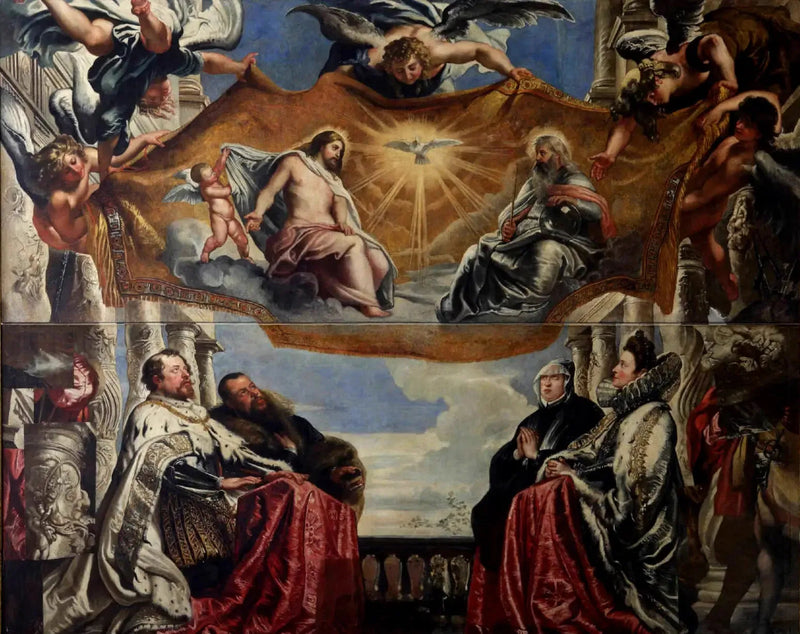 Familien Gonzaga i tilbedelse av Den hellige treenighet - Peter Paul Rubens