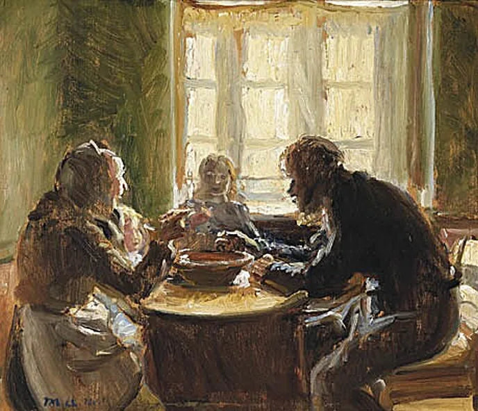 La famille Wollesen attablée. - Michael Peter Ancher