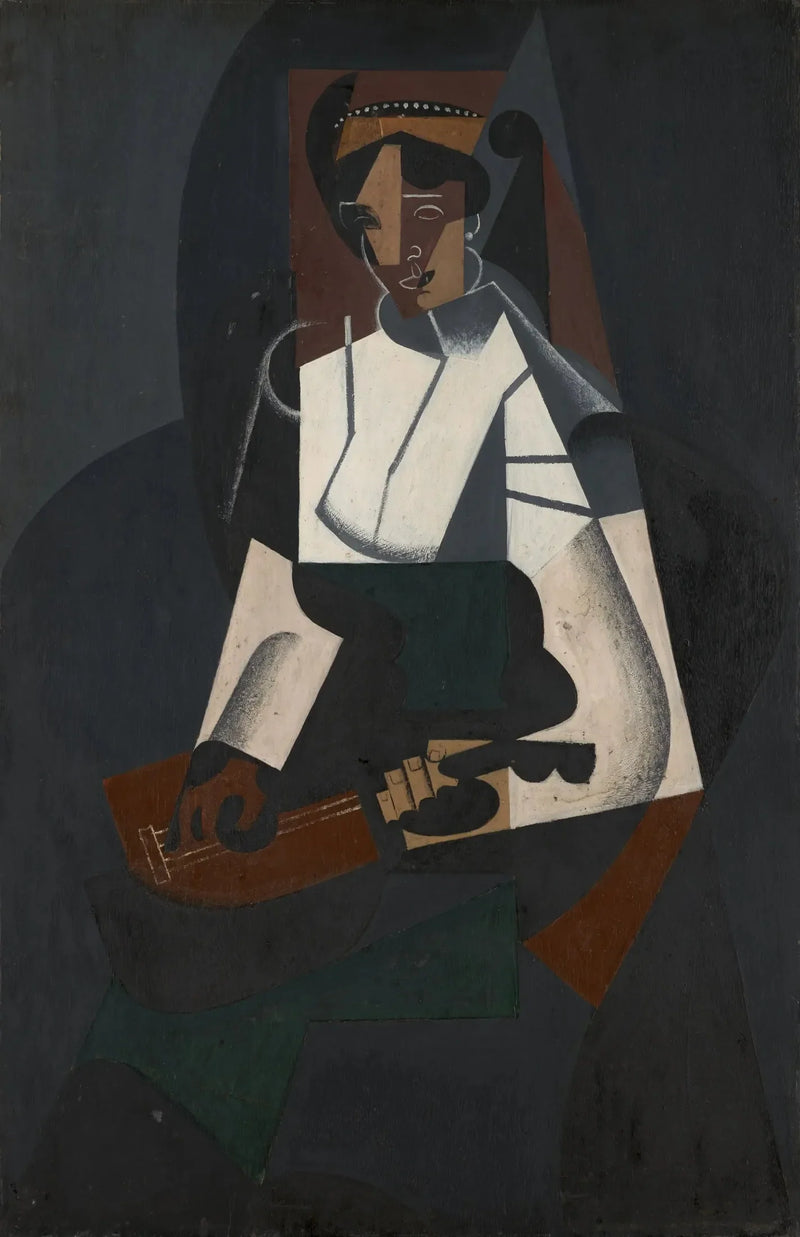 Kvinnen med mandolin, etter Corot - Juan Gris