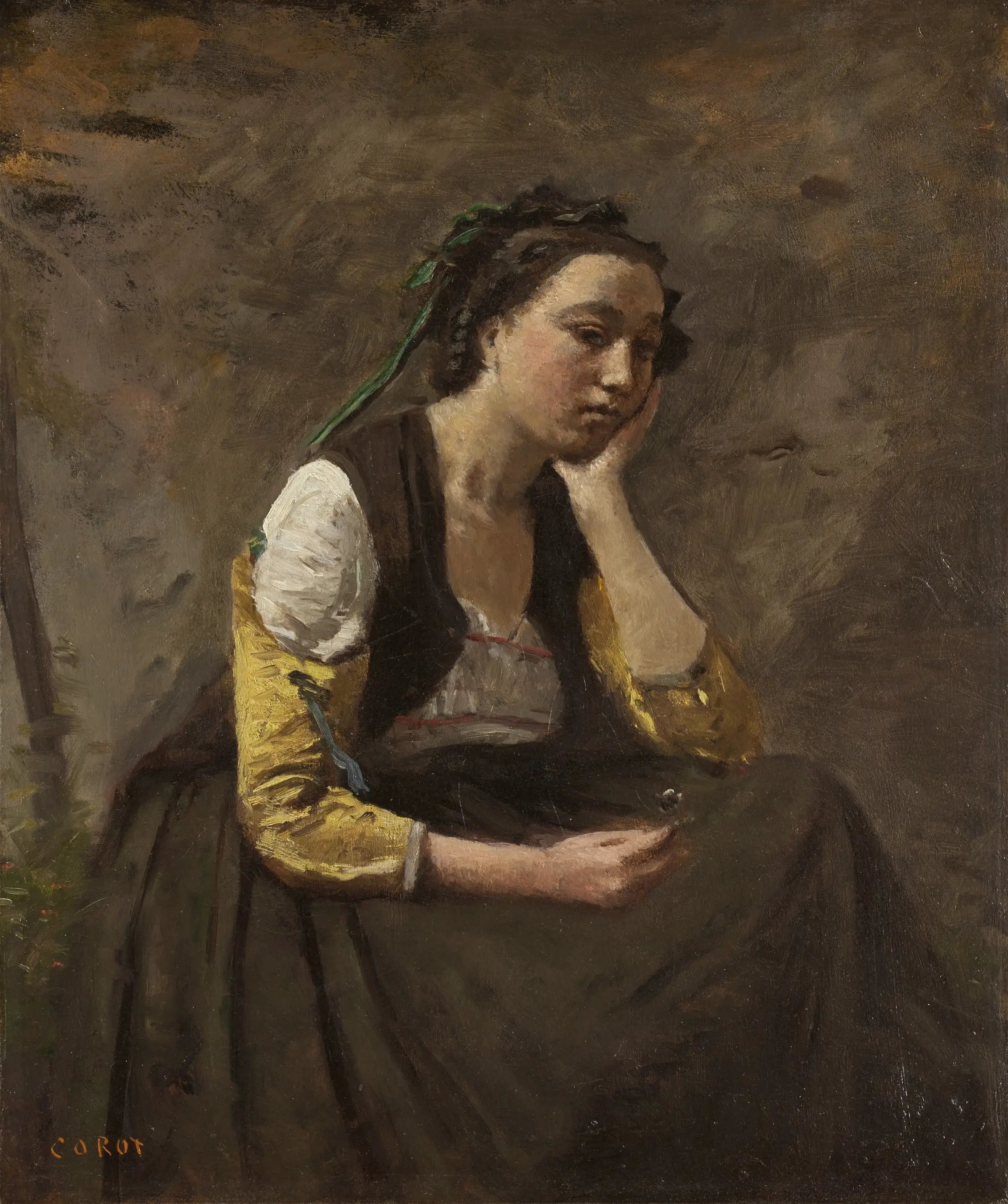 La femme à la pensée - Jean-Baptiste Camille Corot - Alpha Reproduction