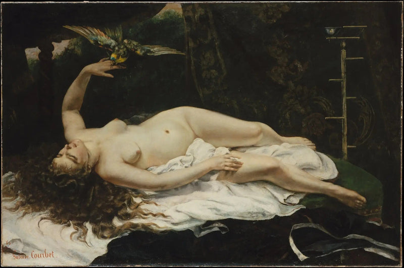 Kvinnemennesket med papegøyen - Gustave Courbet