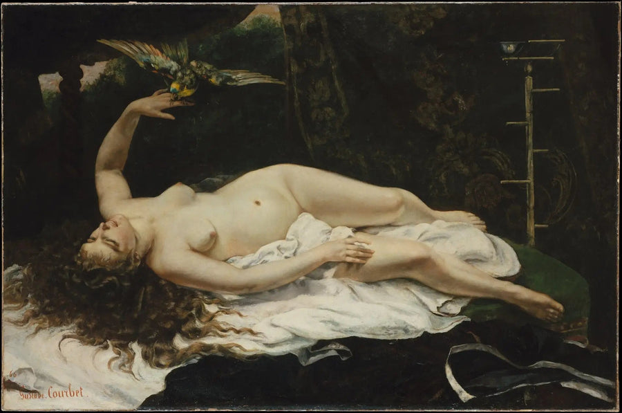 Kvinnemennesket med papegøyen - Gustave Courbet