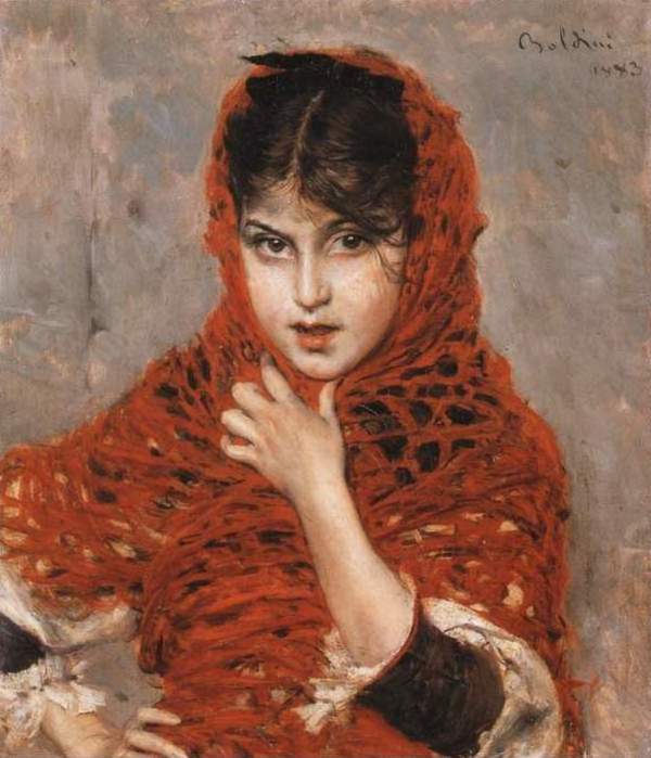 La fille au châle rouge - Giovanni Boldini - Alpha Reproduction