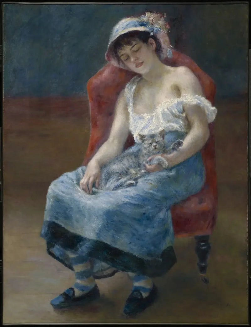 Jenta med katten - Pierre-Auguste Renoir