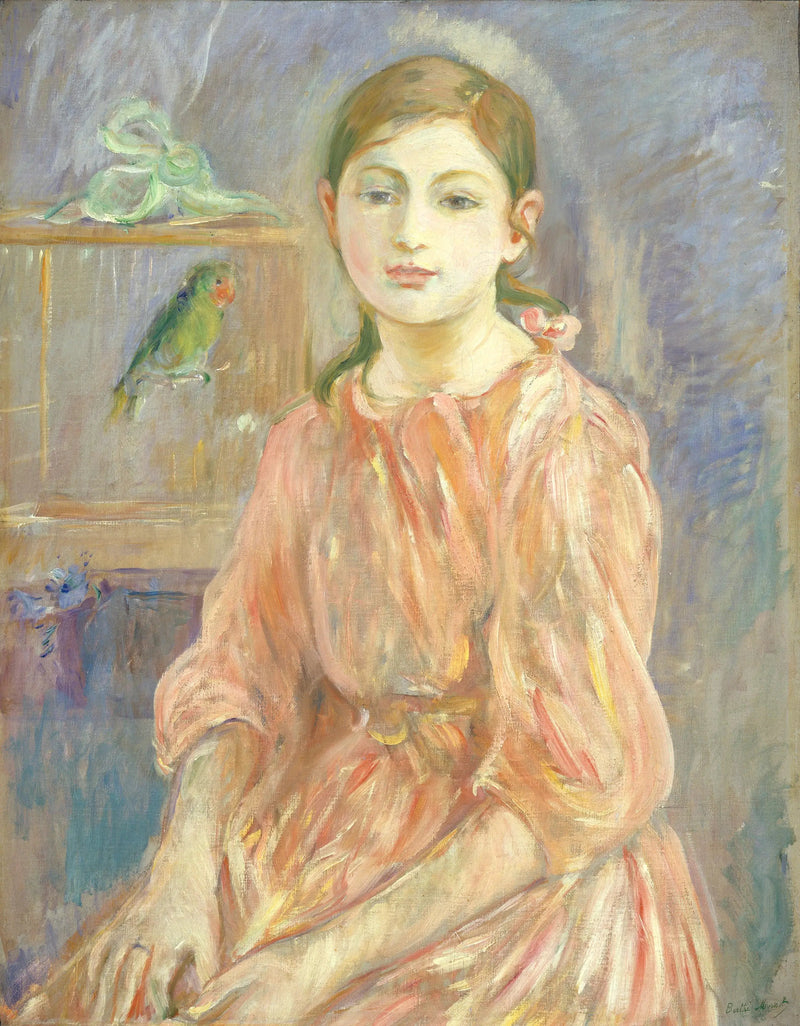 Kunstnerens datter med en parykkfugl - Berthe Morisot